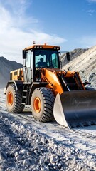 Obraz premium Orange construction vehicle on dirt