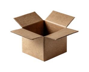 Unpacking essentials cardboard box storage ideas for home organization top view minimalist isolated on transparent background, png
