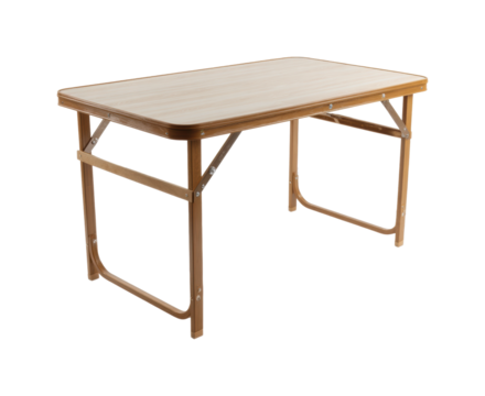 Folding table setup for home office space furniture minimalistic overhead view isolated on transparent background, png