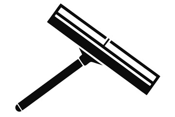 Minimalist Illustration of a Black Squeegee with Handle for Window Cleaning