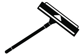 Black Window Squeegee Icon with Long Handle for Cleaning Glass Surfaces