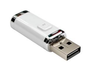 Data transfer action with usb flash drive digital workspace product modern tech isolated on transparent background, png