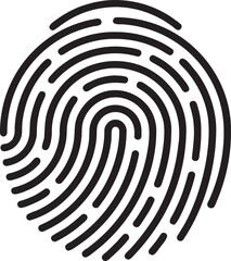Black fingerprint pattern on white background identity security