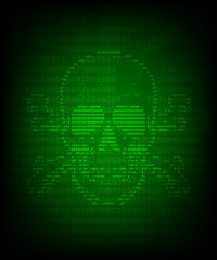 cyber hacker attack background, skull vector