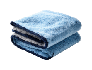 Soft blue towels stacked at home textiles for comfort cozy environment isolated on transparent background, png