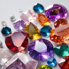 colorful gemstones on a white background