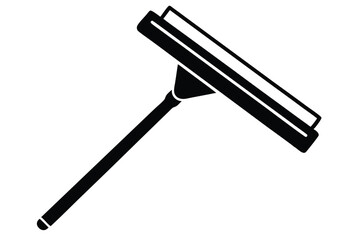 Black Silhouette of a LongHandled Squeegee Tool for Cleaning and Drying Surfaces