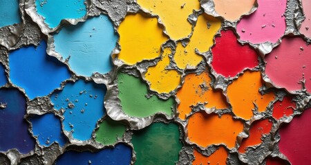 Colorful abstract paint with gray texture