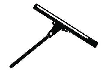 Black Silhouette of a Window Squeegee Cleaning Tool with Handle and Blade for Glass Surfaces