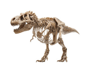 Dinosaur skeleton exhibition natural history museum educational display paleontology isolated on transparent background, png