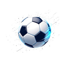 A dynamic soccer ball with motion trails suggests speed and energy in a competitive game isolated on transparent background