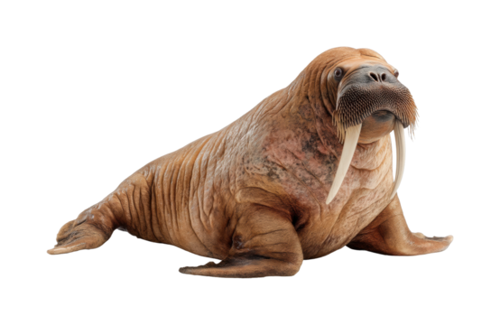 Walrus relaxing on ice arctic ocean wildlife natural habitat view isolated on transparent background, png