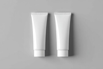 Two identical white tubes on a gray surface