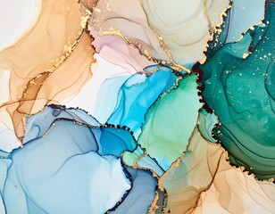 健康的なカラー、元気なイメージのアルコールインクアート　abstract watercolor background