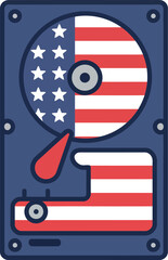 American flag hard drive data storage concept