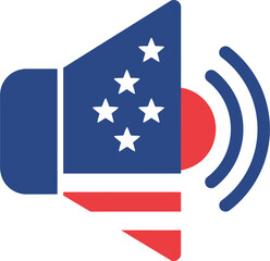 Usa flag megaphone announce american news events