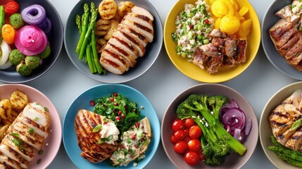 A Symphony of Flavors: A delightful assortment of colorful, wholesome dishes offers a visual feast, perfect for conveying ideas of culinary creativity and nutritious eating.