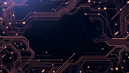 Modern 4K Technology Background with Metallic Bronze Midnight Black Circuits and Clean Gradient Text Area

