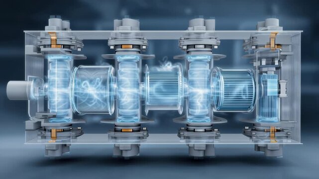 High Tech Electric Motor Technology Showcasing Transparent Machinery and Rotating Components