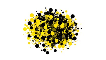 Abstract cluster of black and yellow circles