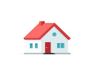 Simple, flat style house icon with red roof