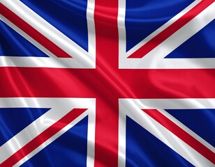 A digitally rendered Union Jack flag, flowing fabric texture