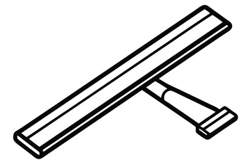 Outline Illustration of a Squeegee with Handle, Showing Cleaning Tool Construction and Design