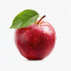 Red apple with leaf, isolated