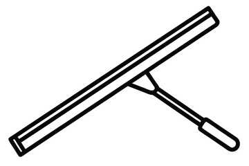 Line Art Illustration of a Squeegee with Long Handle for Cleaning Windows and Surfaces
