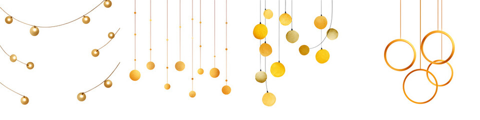 Elegant Gold Ornament Collection - Christmas Decor Vectors on White
