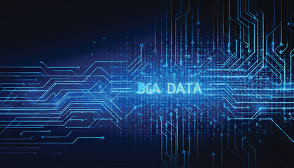 Abstract Ai digital circuit board with glowing blue lines and lights.Computer motherboard with a chip, processor, and semiconductor. Digital vector illustration