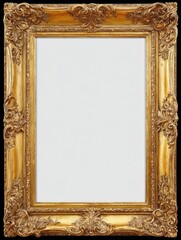 Ornate gold frame, empty, rectangular, detailed carvings