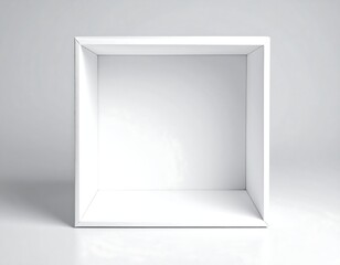 Empty white box on a plain background