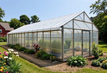 Fototapeta premium east facing greenhouses receive morning light which benefits cool season crops and helps reduce humidity build up after nighttime condensation.