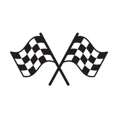 Checkered Flag Racing Emblem – Vector Icon of Crossed Flags for Auto Race, Speedway, and Track Competition Symbol