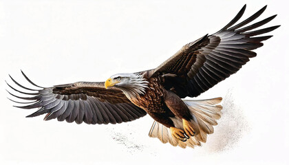 A bird in flight, a white tailed eagle isolated on a white background illustration