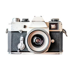 Vintage camera, white and black, front view