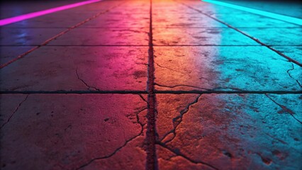 Cracked floor in an empty building hall