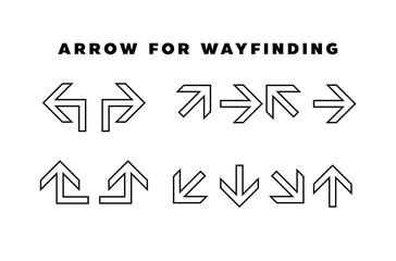 A set of directional arrows designed for wayfinding and signage in architectural and commercial contexts. Clean, minimal, and scalable for use in CAD drawings, pylon signage, outdoor maps, and navigat