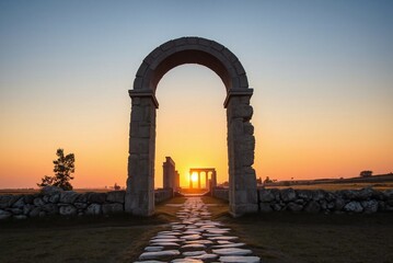 Fototapeta premium Archway at Sunset Stone Path 