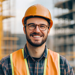 Portrait of factory worker. Young handsome factory worker.