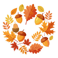 Obraz premium autumn leaves and acorns