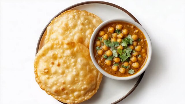 chola bhatura plate rotating, 4k video 