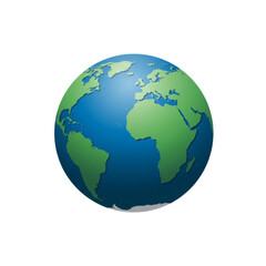 Fototapeta premium Global Earth: A Vibrant 3D Planet Illustration Isolated on Transparent Background