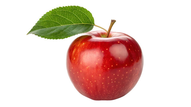 red apple with a half isolated apples with green leaf on white background red appl with clipping path full depth of field