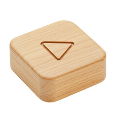 Wooden Play Button: Minimalist Design Element Isolated on Transparent Background