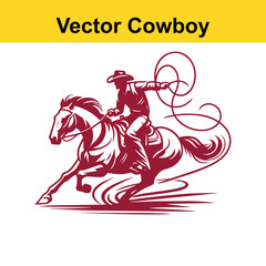 Fototapeta premium Vintage Western Cowboy Vector Illustration – Dynamic Rodeo Horse Design in Monochrome. 