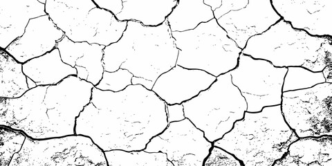 Black and white texture of cracked and abstract grunge texture effect old concrete faded wall dry surface patterns background.
