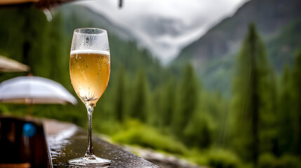 Rainy Mountaintop Wine Glass