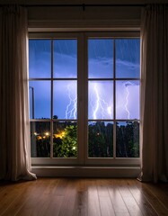 Stormy night view from inside